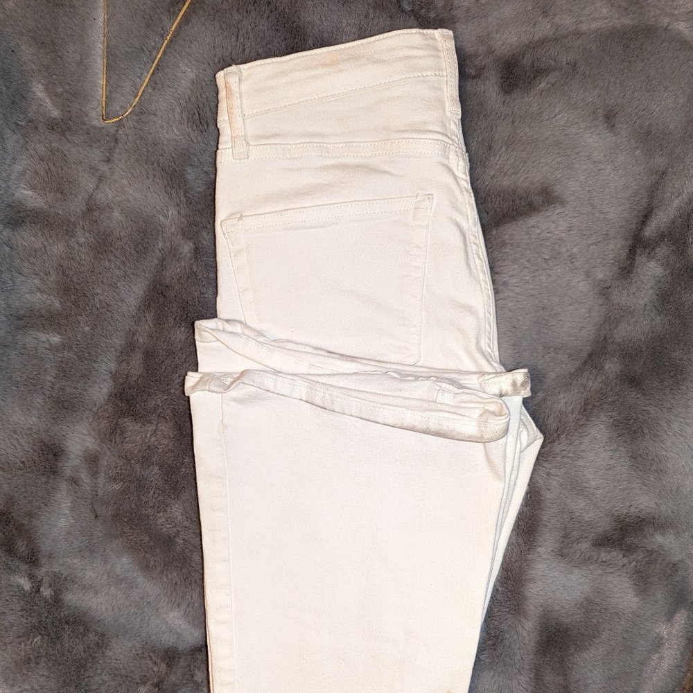 Ladies Top Shop Moto Jaime Flare White Jeans Size 28/30
